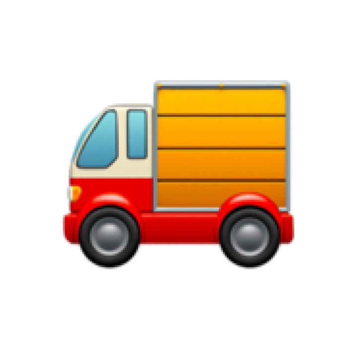 Free Shipping - Default Title - Red and orange delivery truck icon with blue windows and black wheels on white background. - Rolling Square