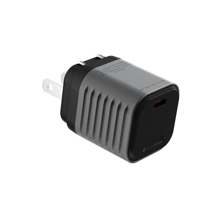 Supertiny - The smallest 65W GaN Charger ever - US - Compact gray and black 65W GaN wall charger with US plug and USB-C port. - Rolling Square