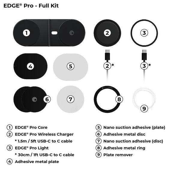 Rolling Square Edge Full Kit - Support Telephone Bureau Magnétique pour  Ordinateur Portable, Chargeur Induction avec Charge Rapide + Lumière, Gris